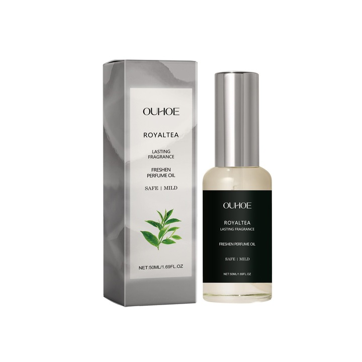 Parfümvíz aromás tea jegyekkel, finom és friss illat, teakfa tea jegyek, finomság és tartós illat, aromás olaj, virágos illat, uniszex, 50ml