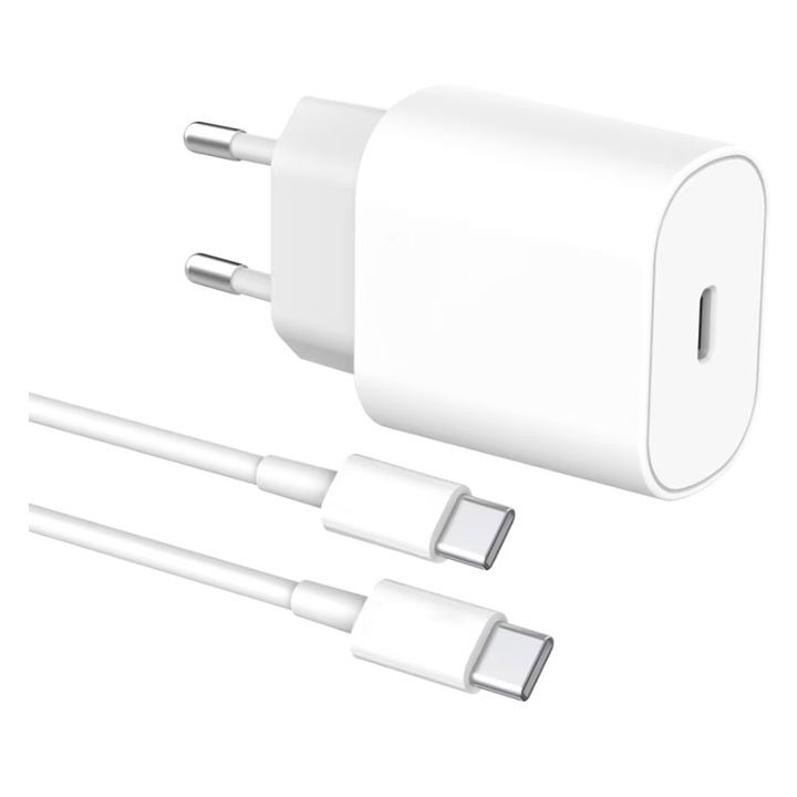 WaltStore® töltő, gyorstöltés 35W, 17/16/15/Pro/Pro Max/Plus/iPad/AirPods, C típusú adatkábel, fehér
