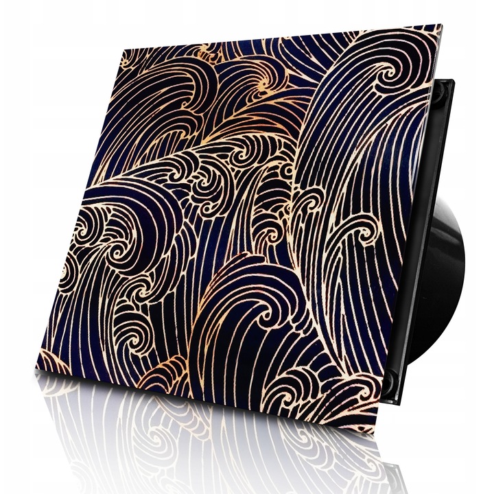 Set Ventilator De Baie Cu Clapeta De Retur, Dospel, Veroni 100 Fi, 160x160 mm, Capacitate 100 M3/H, Nivel De Zgomot 35 Db, Material Abs, Grad De Protectie Ipx2, Negru/Auriu