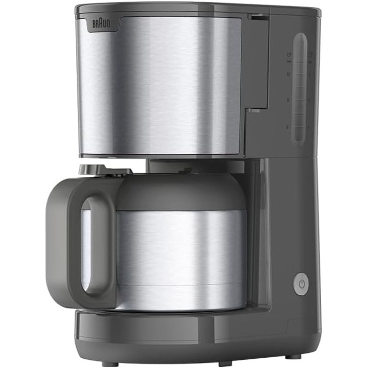 Braun PurShine KF1505GY kávéfőző termosztával és OptiBrew rendszerrel, csepegésgátló funkcióval, automatikus biztonsági kikapcsolással, 1,2 L kapacitással (kancsó), 1000 W, szürke
