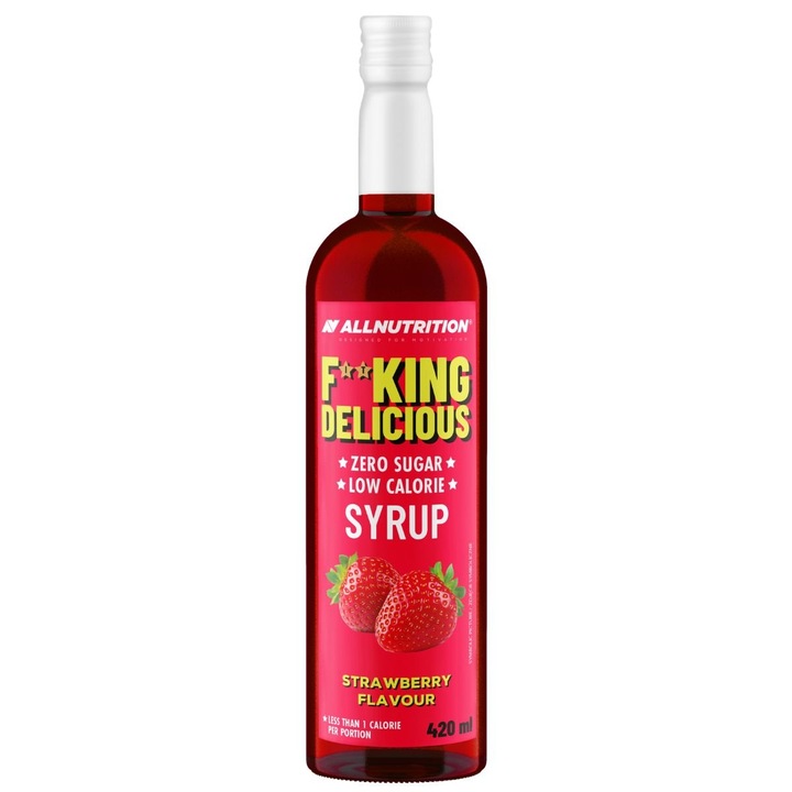 Sirop fara zahar, ALLNUTRITION Fitking Delicious Syrup Zero, 420 ml, aroma Capsuni, sirop zero, hipocaloric