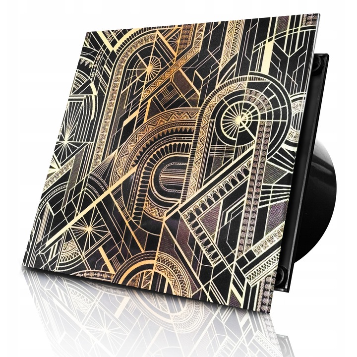 Set Ventilator De Baie Cu Clapeta De Retur, Dospel, Veroni 100 Fi, 160x160 mm, Capacitate 100 M3/H, Nivel De Zgomot 35 Db, Material Abs, Grad De Protectie Ipx2, Negru/Auriu