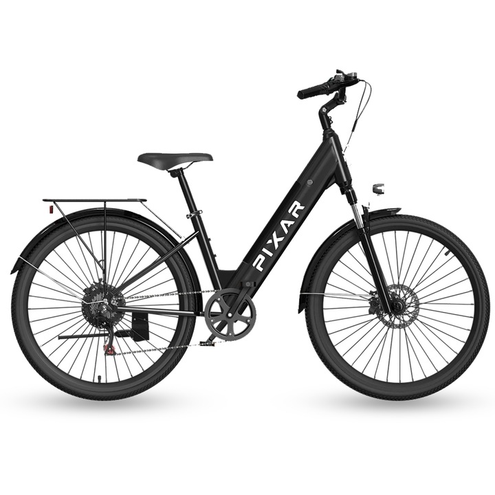 Електрически велосипед PIXAR Cruiser 27.5", 36V 250W Мотор, 75км Автономност, 7 Скорости Shimano, Алуминиева Рамка, Черен