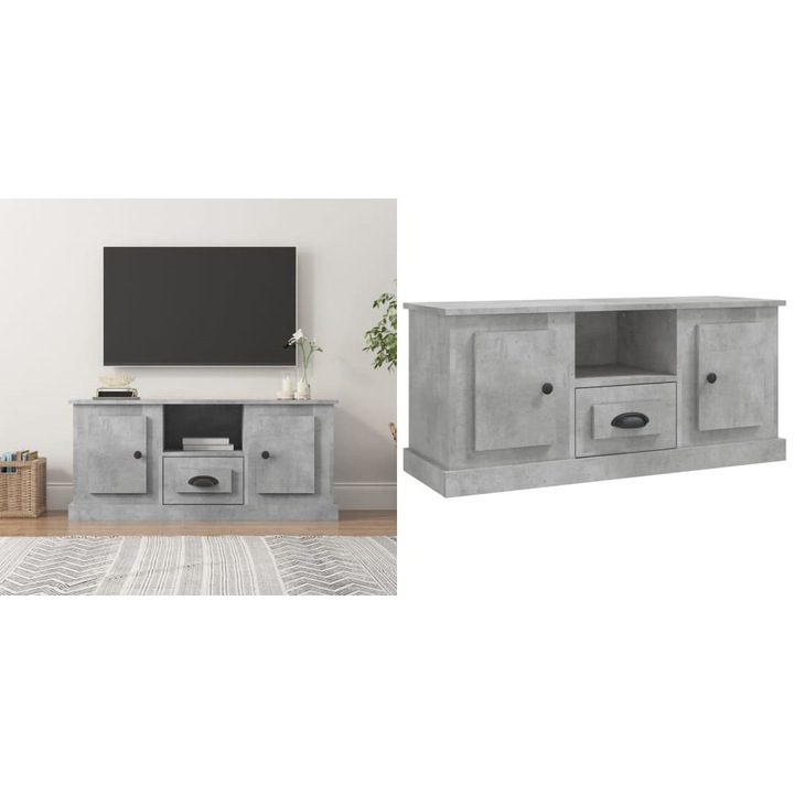 Comoda TV, gri beton, 100x35, 5x45 cm, lemn prelucrat