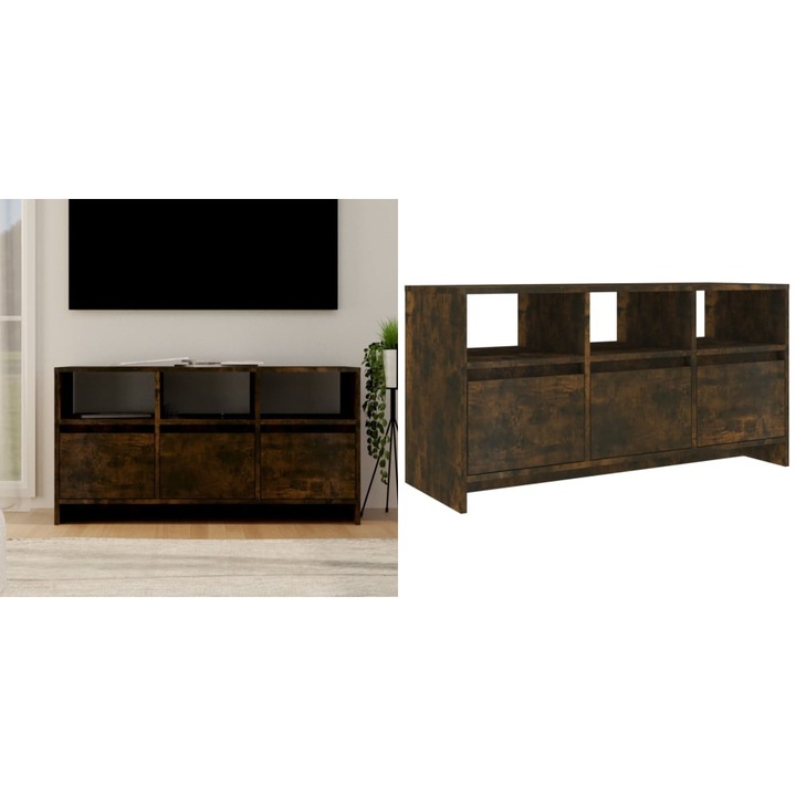 Comoda TV, stejar fumuriu, 102x37, 5x52, 5 cm, lemn prelucrat