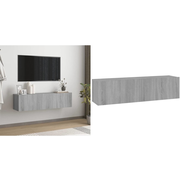 Comoda TV de perete, gri sonoma, 120x30x30 cm, lemn compozit