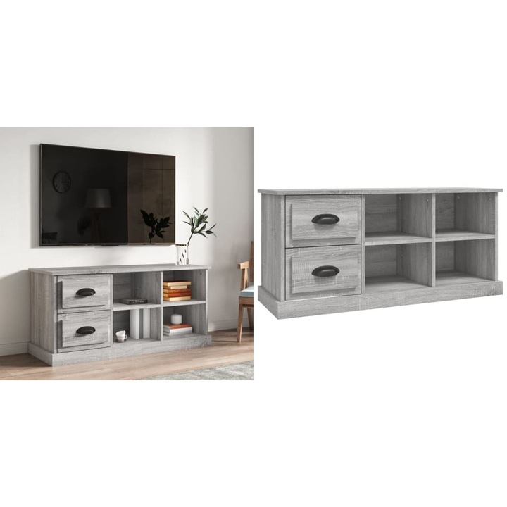 Comoda TV, gri sonoma, 102x35, 5x47, 5 cm, lemn prelucrat