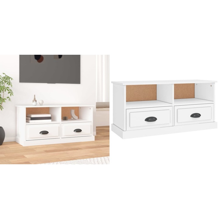 Comoda TV, alb, 93x35, 5x45 cm, lemn prelucrat