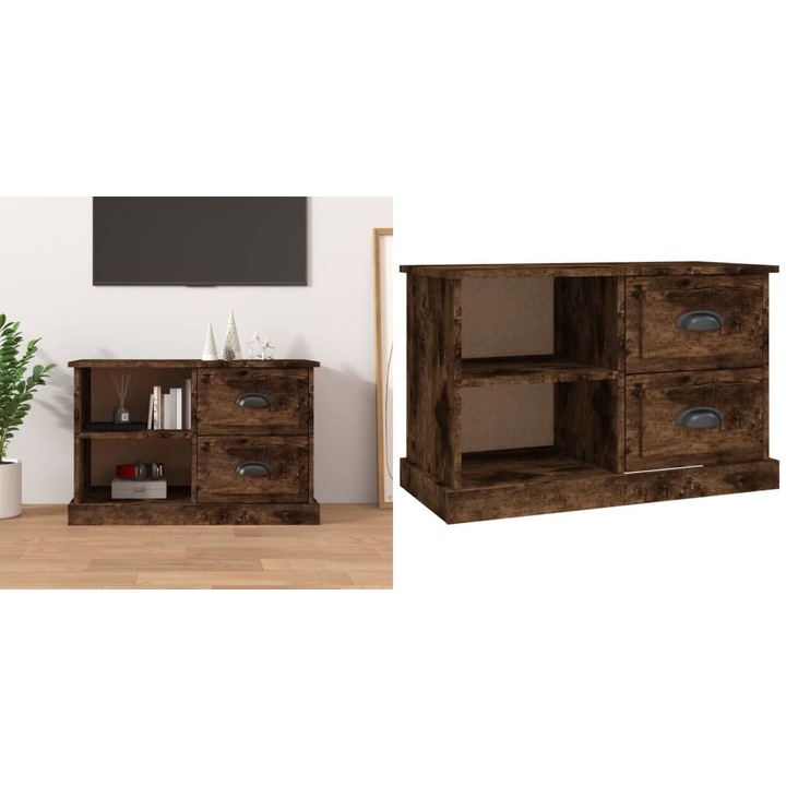 Comoda TV, stejar afumat, 73x35, 5x47, 5 cm, lemn prelucrat