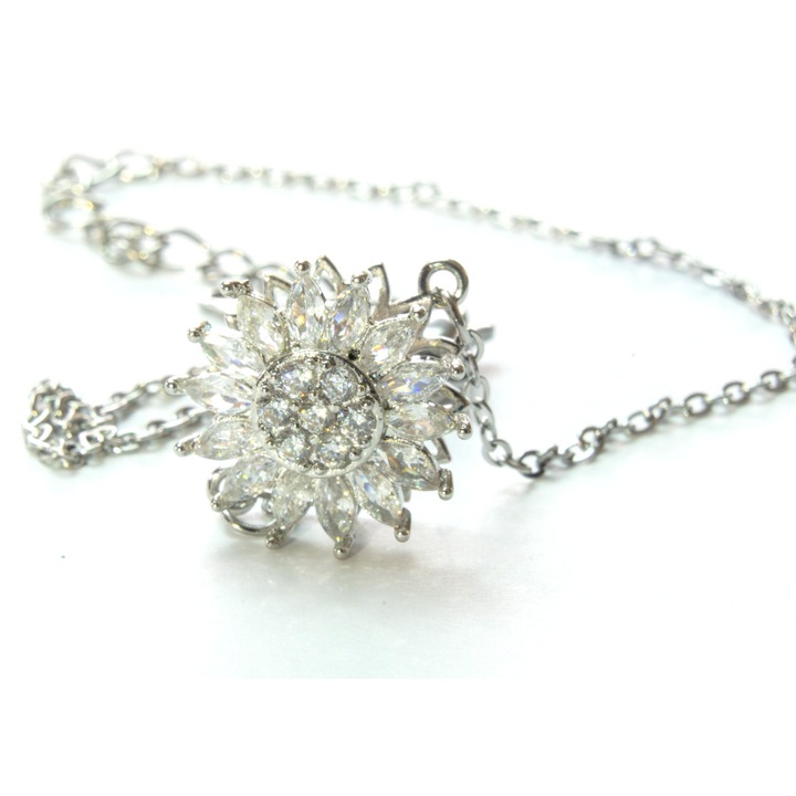 Bratara rotativa anti-stres, argintie, titan, sistem spinner