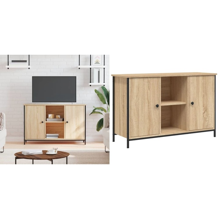 Comoda TV, stejar sonoma, 100x35x65 cm, lemn compozit