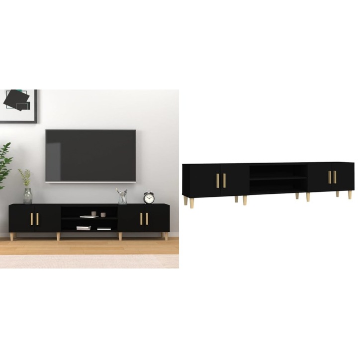 Comoda TV, negru, 180x31, 5x40 cm, lemn prelucrat