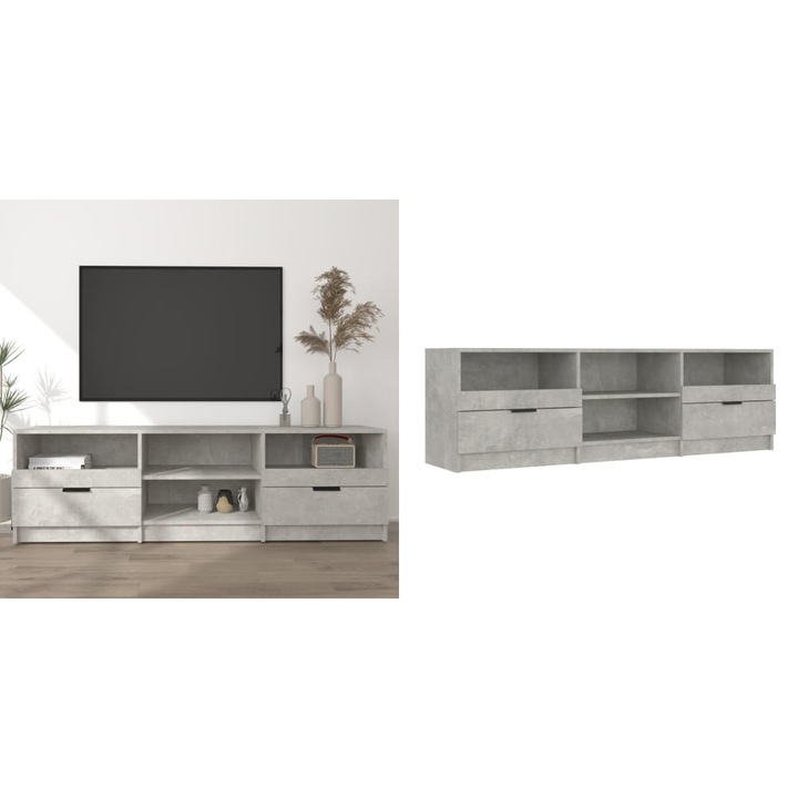 Comoda TV, gri beton, 150x33, 5x45 cm, lemn prelucrat