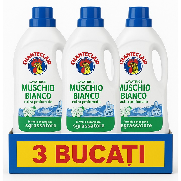 Detergent lichid Chanteclair 3 x 1.26 L, parfum de mosc, 84 spălări