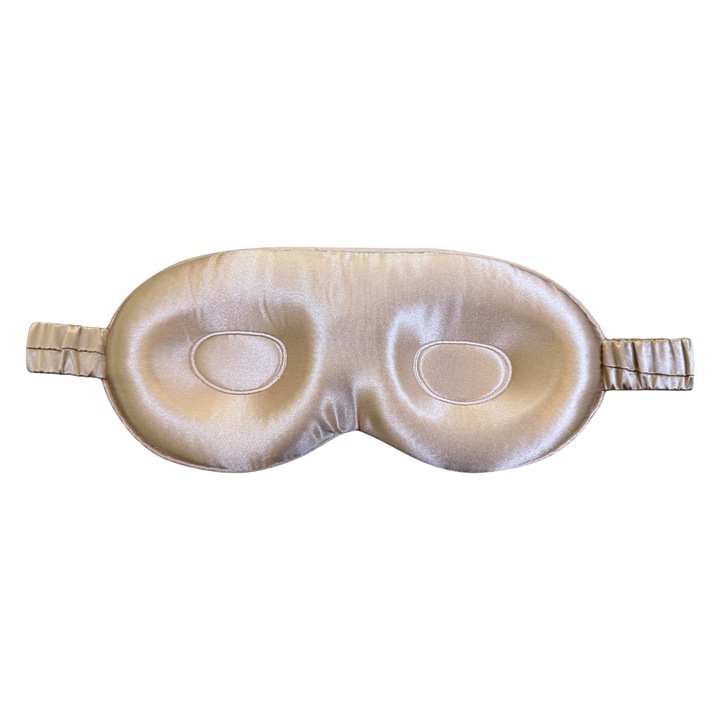 Masca de Somn 3D din Matase Naturala 22– Rose Gold, Calitate Premium – Matasia®