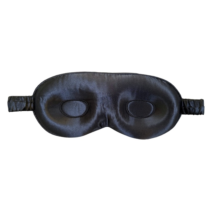 Masca de Somn 3D, MATASIA, Matase Naturala 22 momme, Negru, Hipoalergenica, Ergonomica