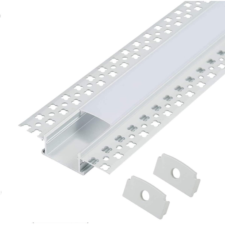 Profil aluminiu pentru banda LED, StarlandLed, set 6x1m, anodizat, incluzând capac milky white și capace de capăt