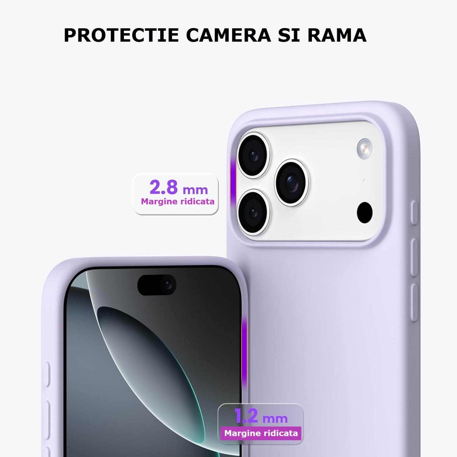 Husa protectie compatibila cu iPhone 17 Pro Max, slim, silicon Mov cu interior din microfibra, protectie camera, protectie ecran, ISAG