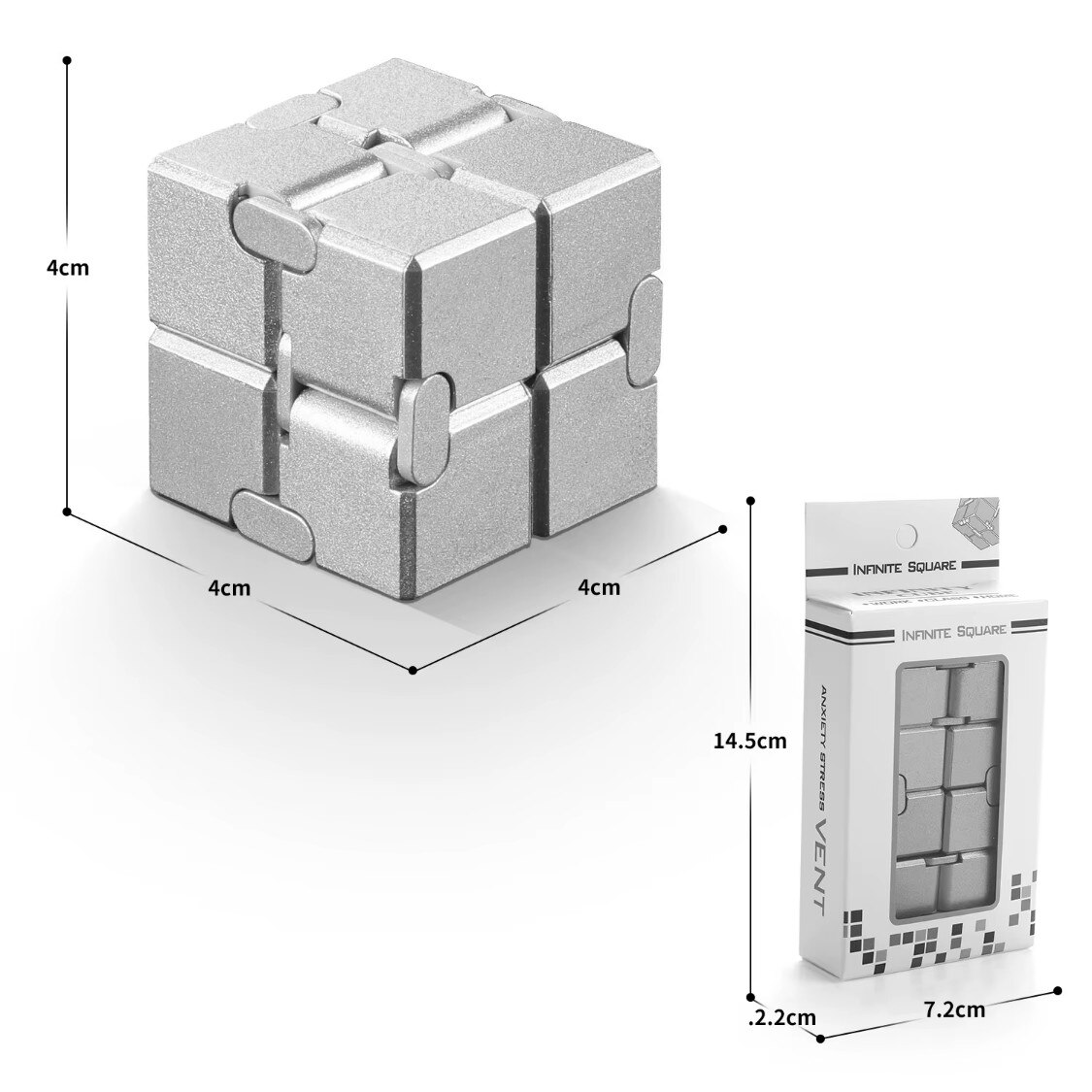 Cub Antistres Infinity Cube Metal, Design Transformabil, Argintiu ...