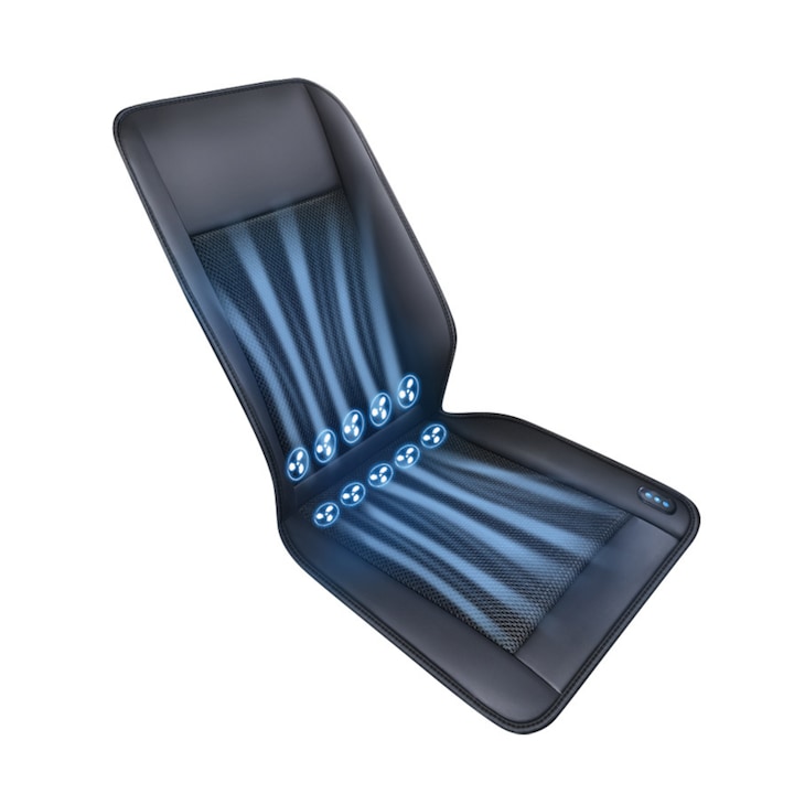 Husa Scaun Auto ABY PRODUCTS cu Ventilatie, 10 Ventilatoare, 3 Trepte de Viteza, Negru