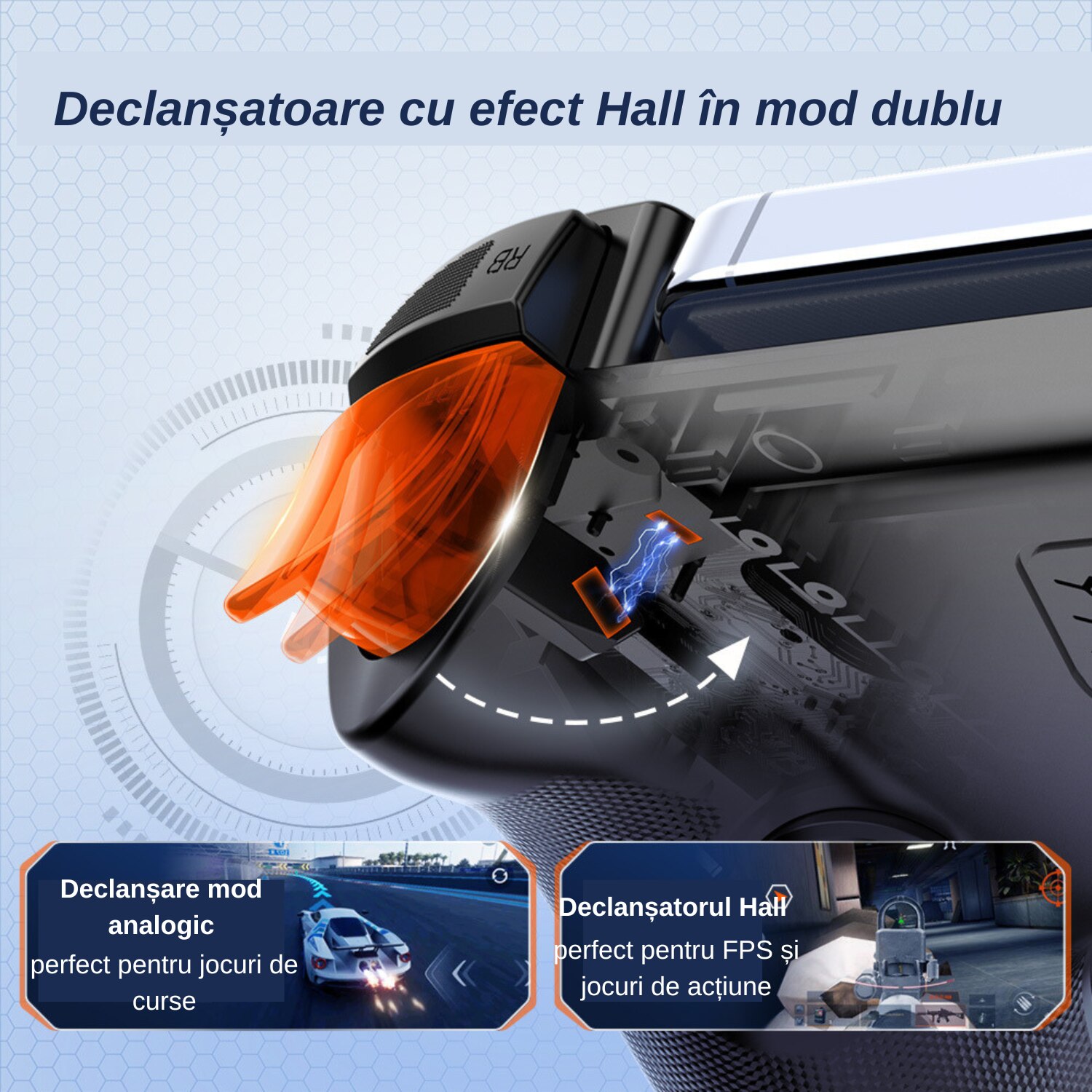 Gamepad Universal Wireless AB01 – Joystick Telescopic Bluetooth + Cablu, Compatibil Android, iOS si PC