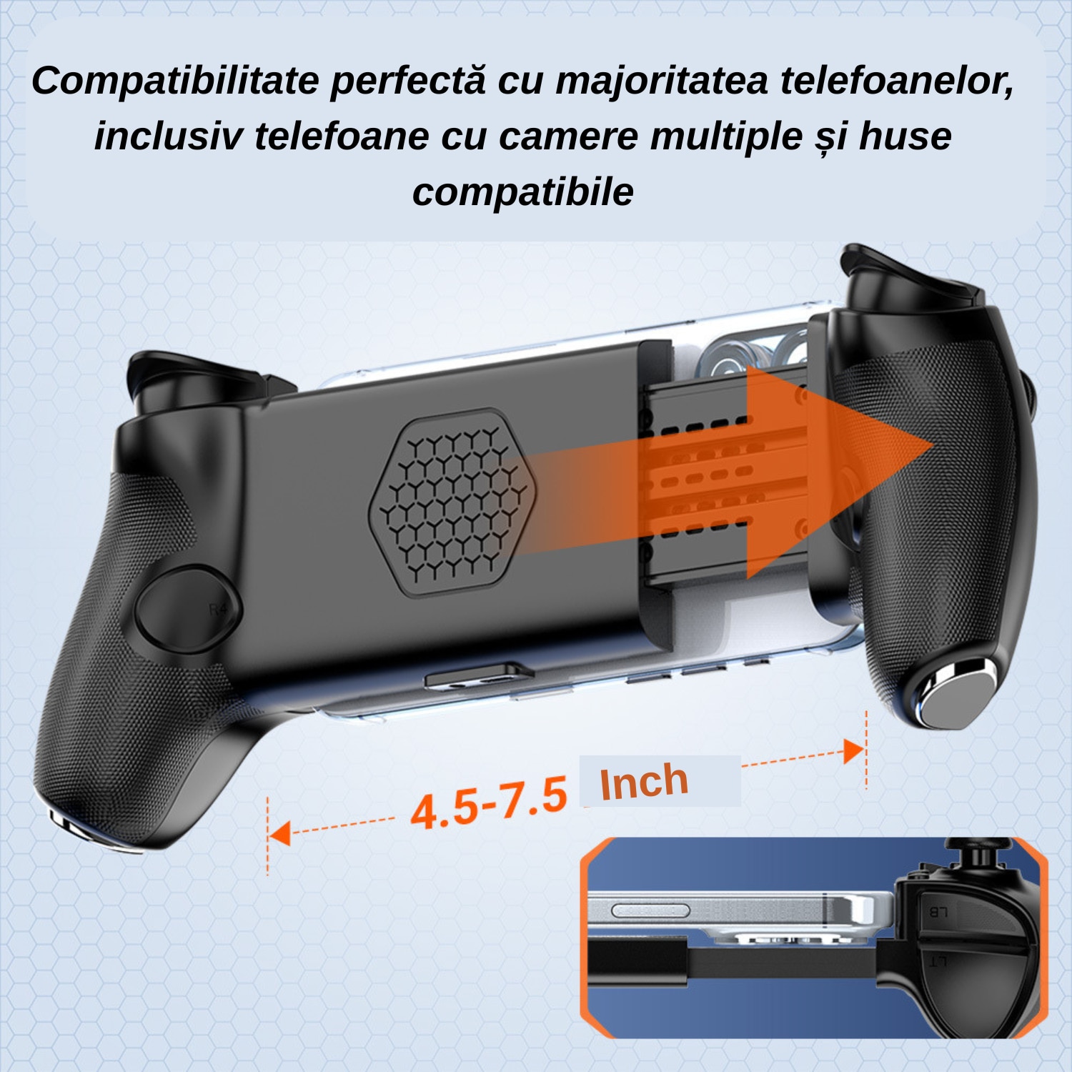 Gamepad Universal Wireless AB01 – Joystick Telescopic Bluetooth + Cablu, Compatibil Android, iOS si PC
