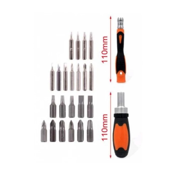 Karbonacél csavarhúzó bitkészlet – 24 db bit, 110 mm fogantyú