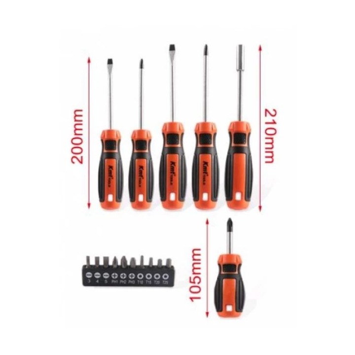 Műanyag, karbonacél csavarhúzó bitkészlet – 17 db – 6 mm szár – 105, 200, 210 mm fogantyú