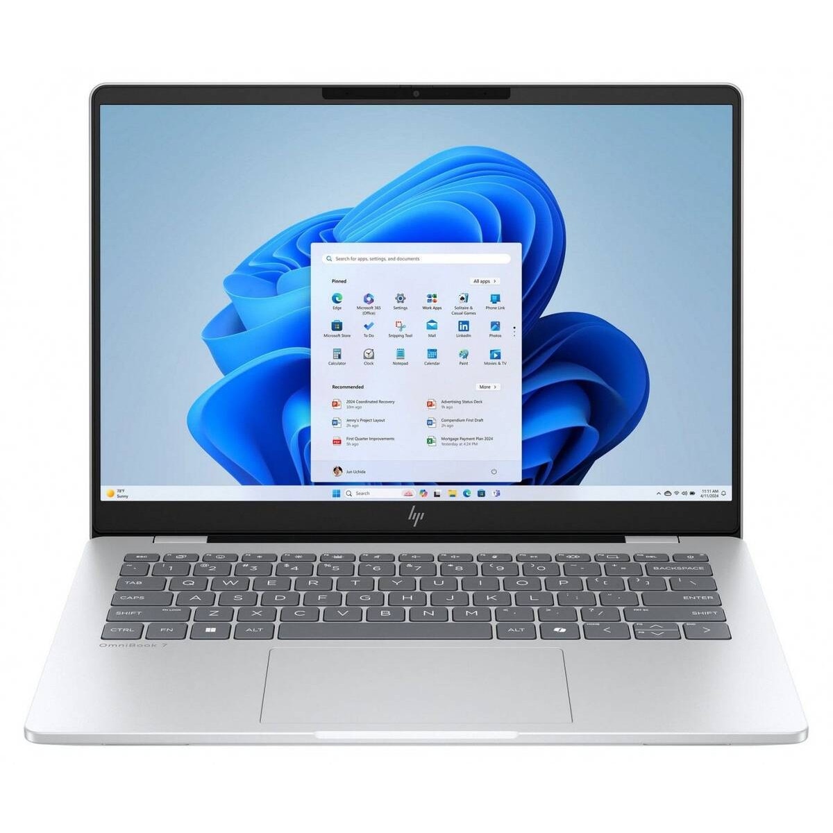 Laptop HP OmniBook 7 2K 14 inch Intel Core Ultra 7 255U 16GB 512GB SSD Windows 11 Home Silver