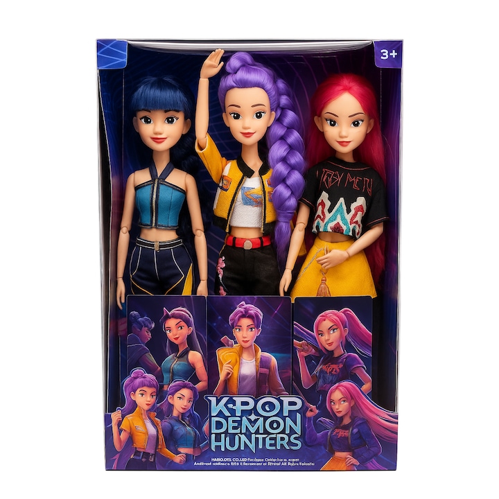 Set 3 figurine articulabile, Funny Party Team, Demon Hunters K-POP, multicolor, 28x30cm