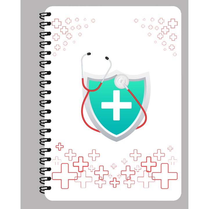 Agenda A5, Sistem Medical, Doctor, Asistenta, Coperta Mdf, Spira Metalica, 130 Pagini
