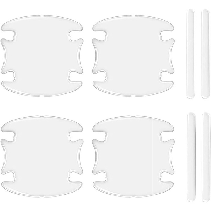 Protector pentru manerele usilor auto, Joyoy®, 8 bucati, transparent, rezistent la apa, anti-zgarieturi