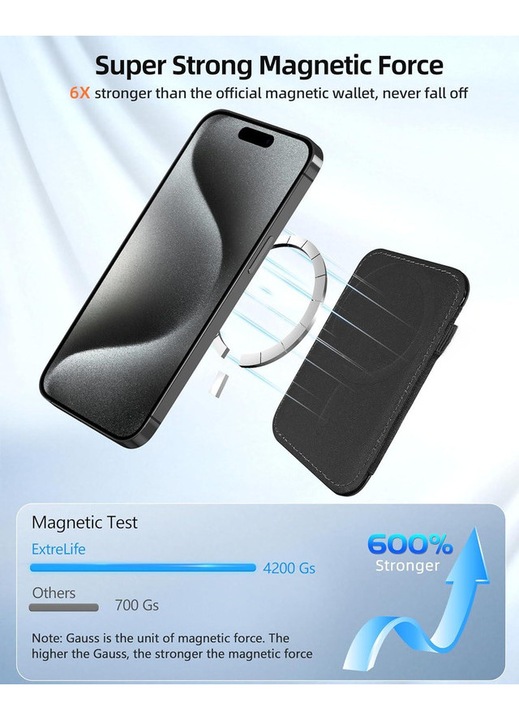 Портфейл за мъже Joyoy®, капацитет 7 карти, екологична кожа, черен, размери 9.8x6.7x0.4см
