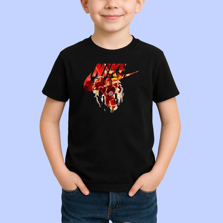 Tricou Copii Flash Erou Rosu De Viteza, Negru