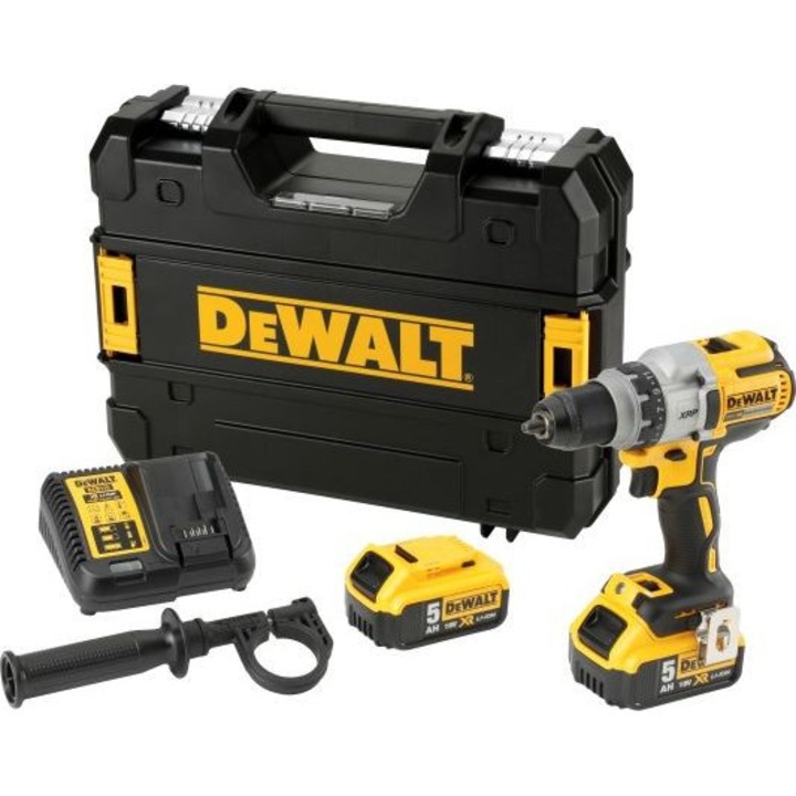 Masina de gaurit DeWALT DCD991P2-QW, 2000 rpm, 18 V, Li-Ion, 2 baterii, incarcator, cutie transport, Negru