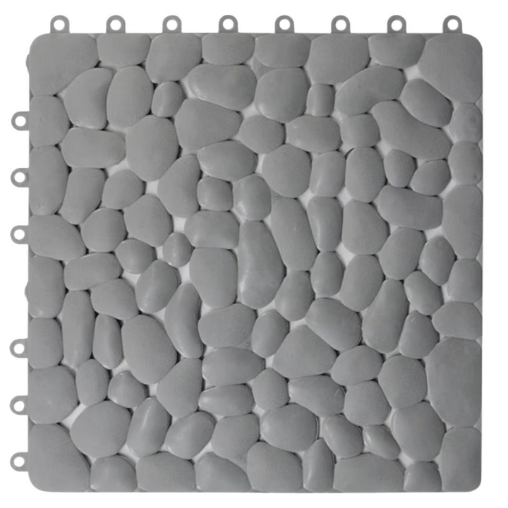 Set 4 covoare antiderapante Luckylu, rezistente la apă, gri, 30x30cm