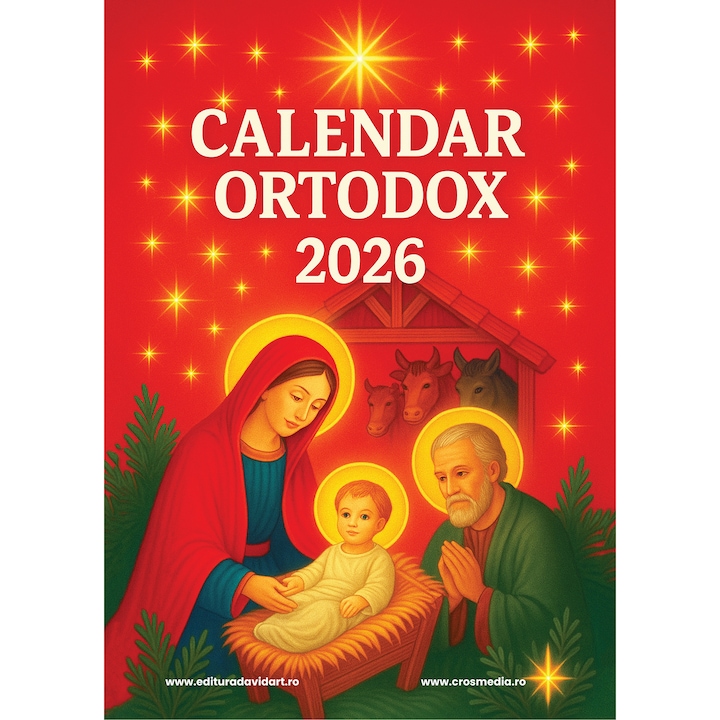 Calendar Ortodox 2026, format mare A3, de perete, cu arc si agatatoare