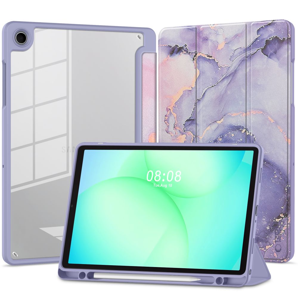 Husă tabletă compatibilă cu Samsung Galaxy Tab A9+ Plus 11.0 X210 / X216 - TECH-PROTECT HYBRID LILA MARBLE, cu suport creion