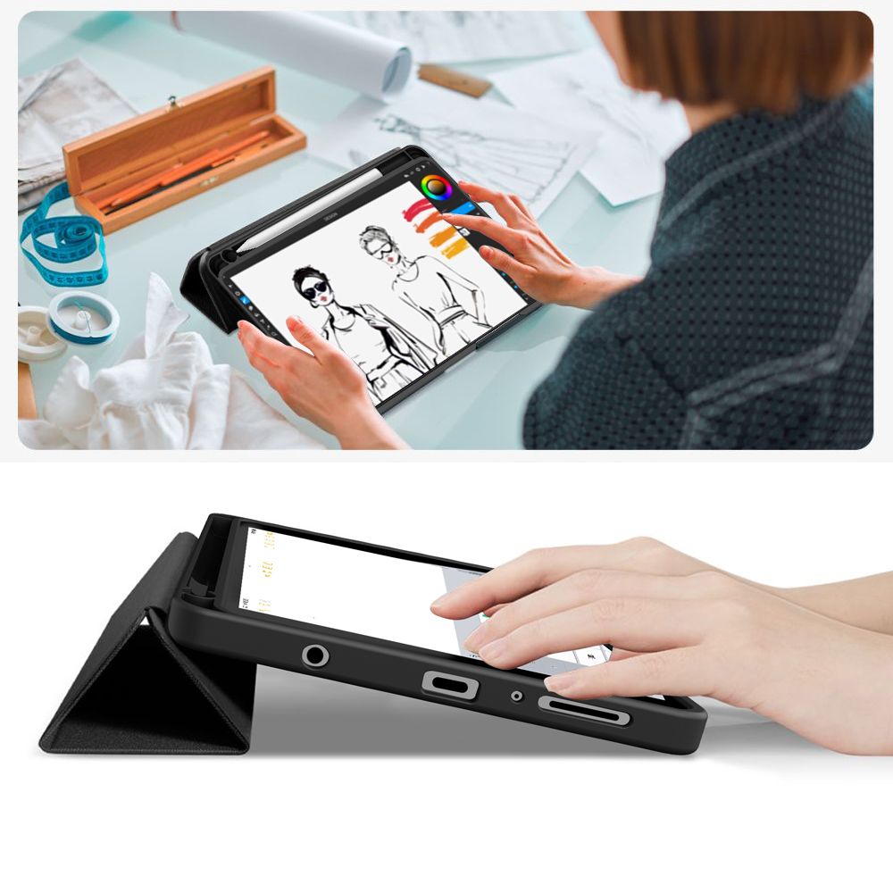 Husa Tech-Protect SC Pen Canvas compatibila cu Samsung Galaxy Tab A9 / A11 / X110 / X115 / X133 / X135, 8.7 inch, Negru