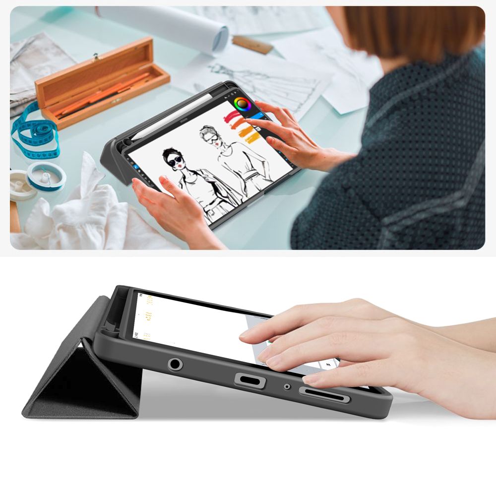 Husa Tech-Protect SC Pen Canvas compatibila cu Samsung Galaxy Tab A9 / A11 / X110 / X115 / X133 / X135, 8.7 inch, Gri