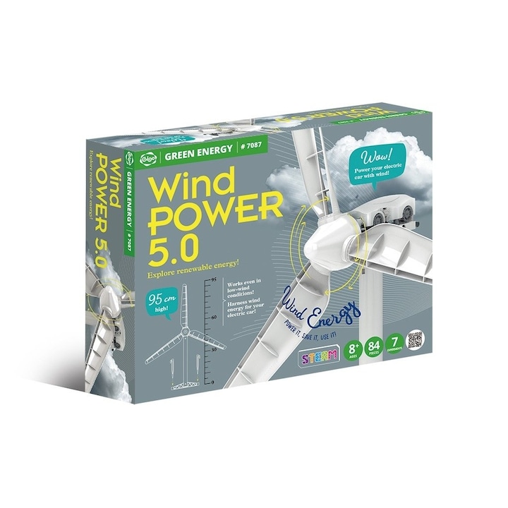 Kit STEM Energia eoliana cu turbina si masinuta electrica, Gigo Toys, 84 piese, 7 experimente, +8 ani