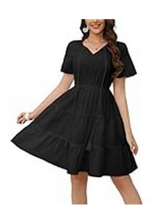 Rochie casual pentru femei peste genunchi, neagra L