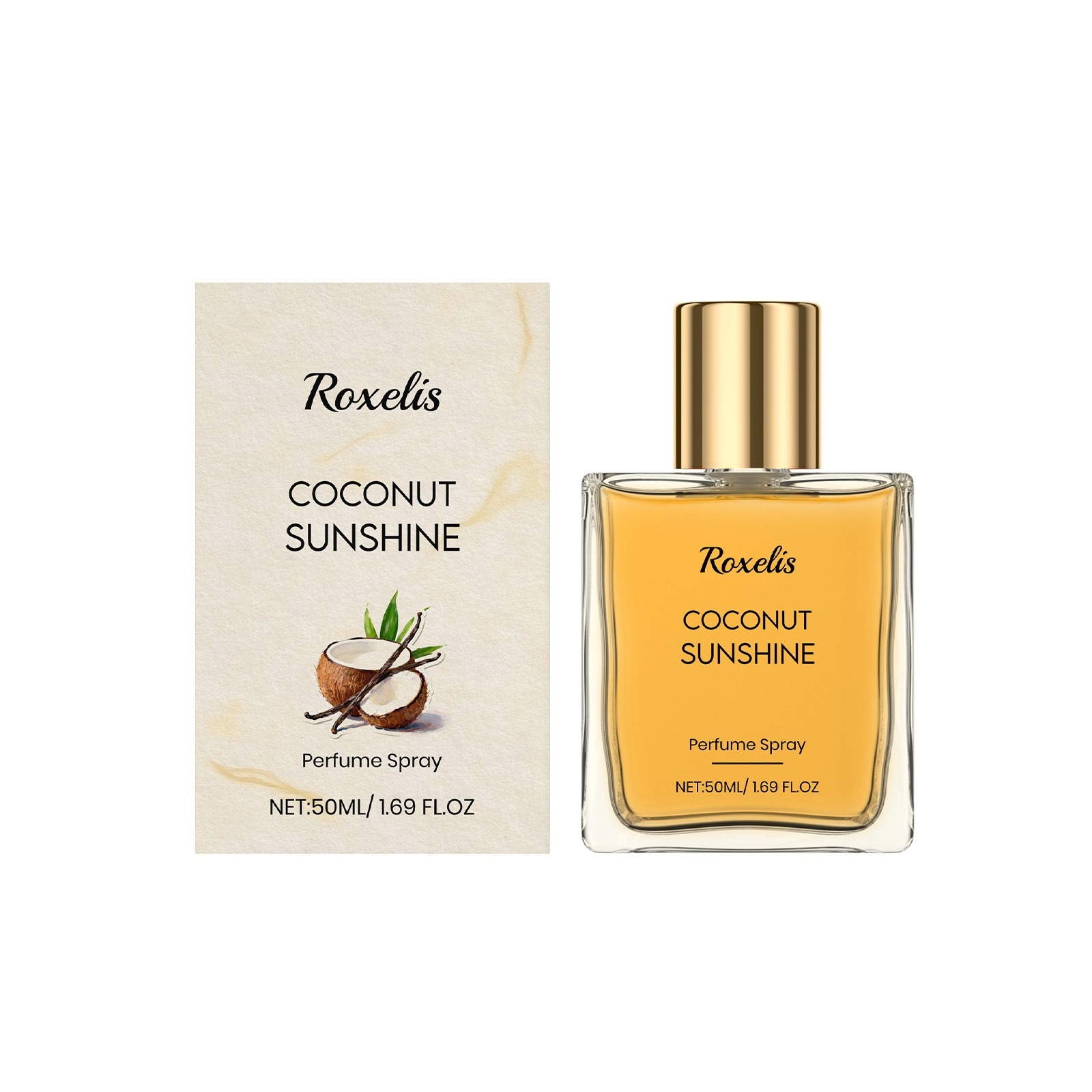 Apa de parfum Roxelis, vanilie-nuca de cocos, unisex, 50ml - eMAG.ro
