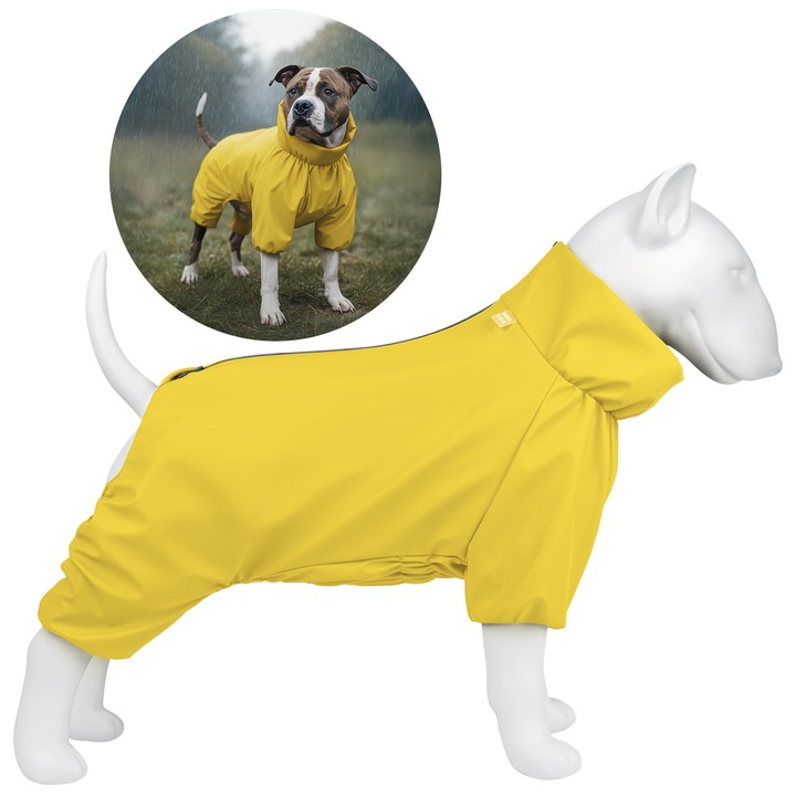 Pelerina de ploaie pentru caini, WAUDOG, impermeabila, galben, XS