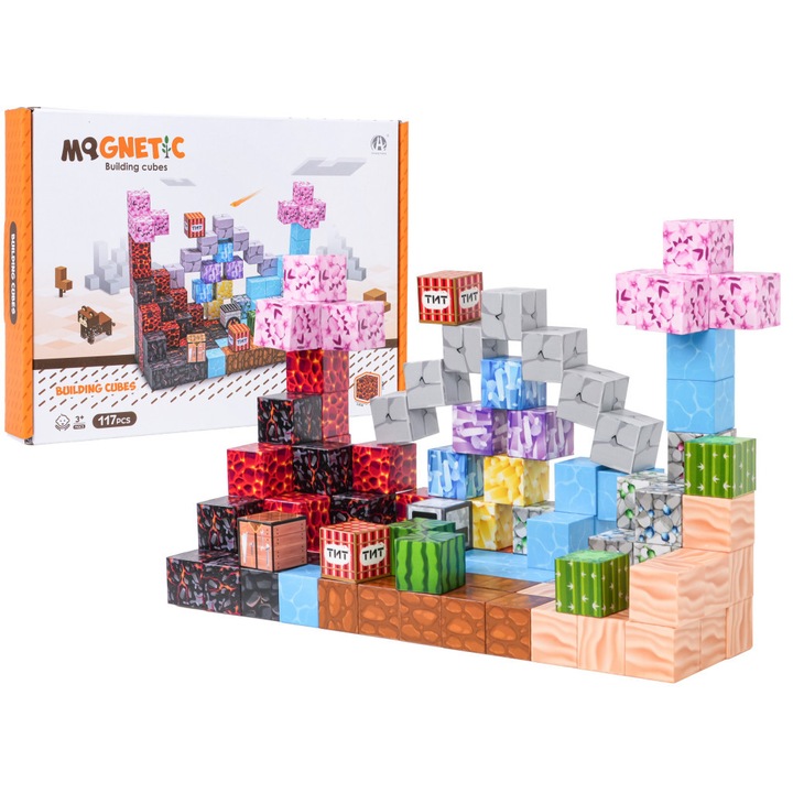 117 színes, mágneses 3D-s kockából álló készlet