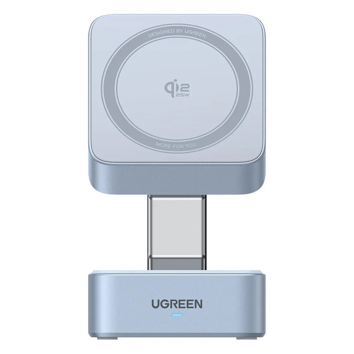 Ugreen W752 vezeték nélküli töltőállomás, 35W, MagSafe, Qi2, kék, 3 az 1-ben