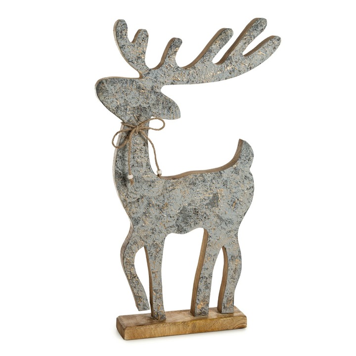 Figurina de Craciun RENIFER cu accente stralucitoare 32 x 8 x 62 cm gri deschis Eurofirany