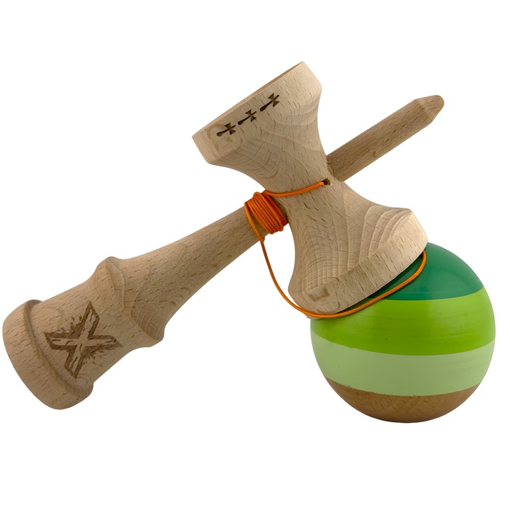 Kendama Profesionala Dali Big Cups V2, Super Sticky, Zöld Mix, 55 cm
