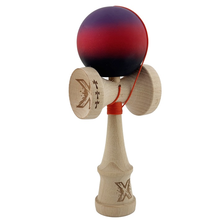 Kendama X Original, SUPER STYKY, Nagy Kupák V2, 18 cm, Fém Csapágy 55 cm-es Zsinórral, Bordó - fekete