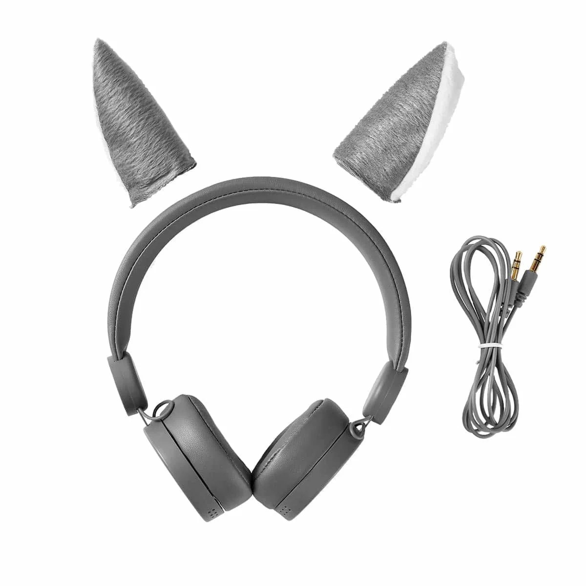Căști On-Ear NEDIS cu urechi detașabile, culoare gri, design ușor, cablu audio detașabil